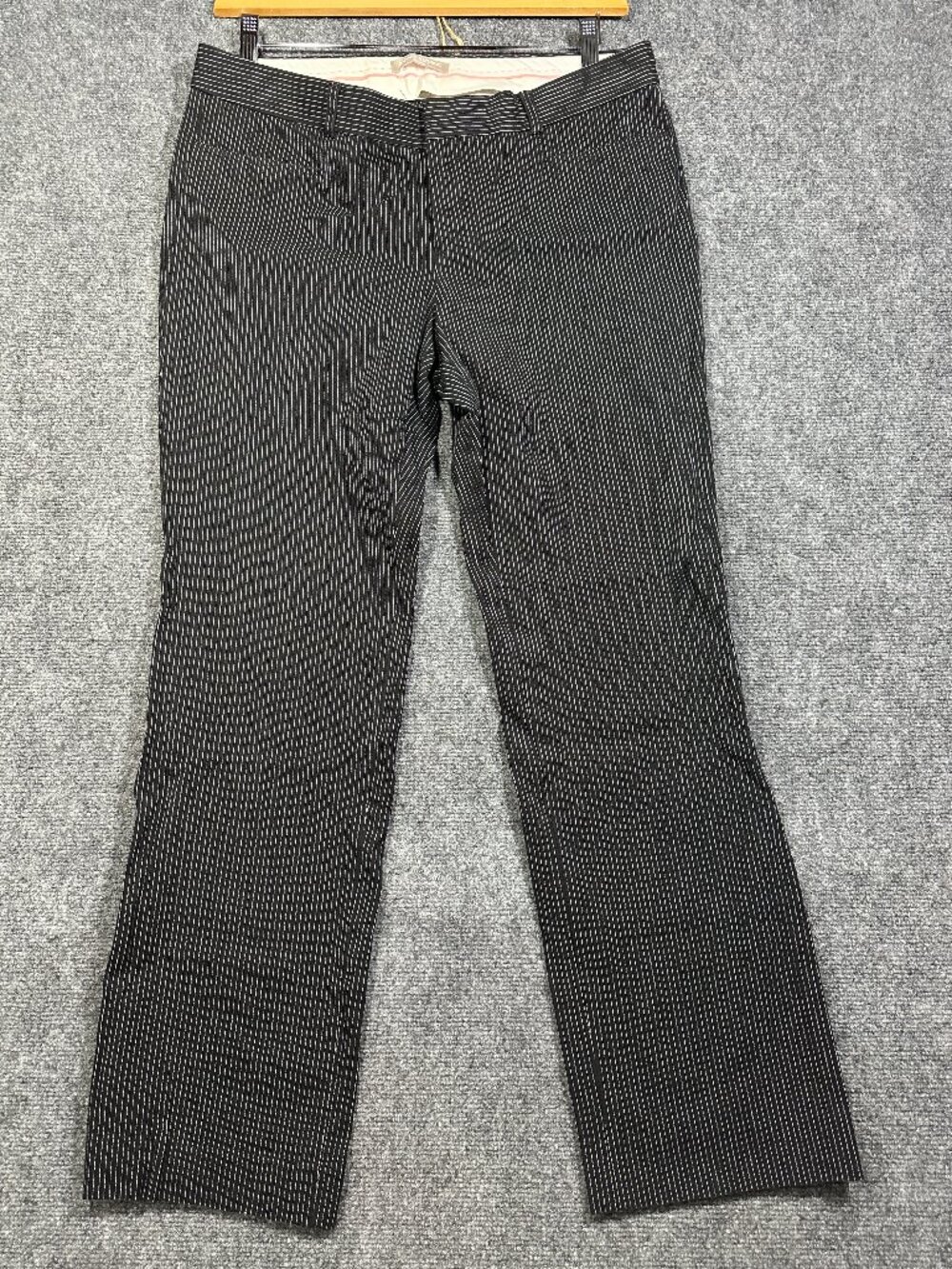 Banana Republic Pants Womens 12 Sloan Fit Black Stripe Cotton Stretch Flat Front
